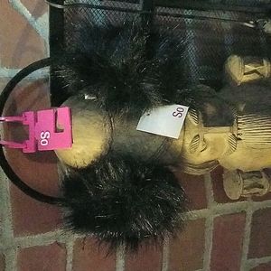 Womans Black SO Faux Fur Earmuffs